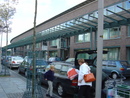 Airport Bremen: View through the parking lot an...