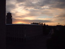 Blick über die Dächer von Karlsruhe in die aufg...