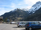 Alpenpanorama mit Reisebus